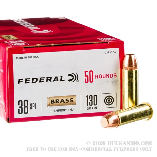 1000 Rounds of .38 Spl Ammo by Federal Champion - 130gr FMJ