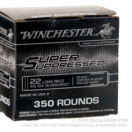 1400 Rounds of .22 LR Ammo by Winchester Super Suppressed - 45gr CPRN