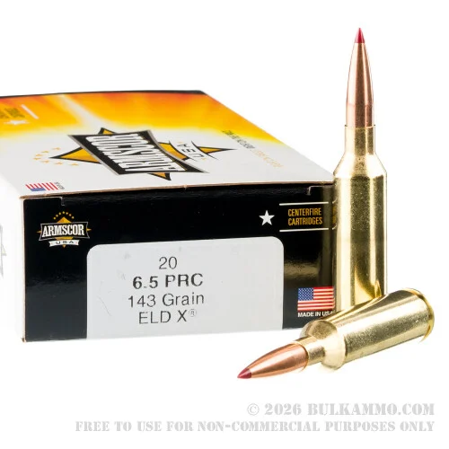 200 Rounds of 6.5 PRC Ammo by Armscor USA - 143gr ELD-X