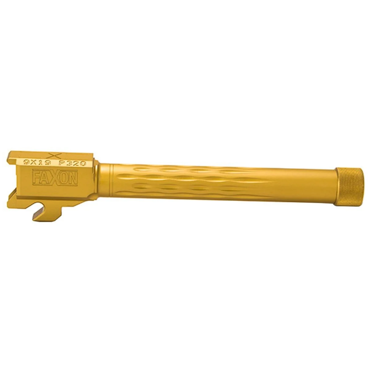 Faxon Match Series Barrel for SIG P320 Full Size w/ Patented Flame Fluting 416-R Stainless QPQ Nitride Threaded 1:10 Twist - 320B910NFLOQ-T-TiN