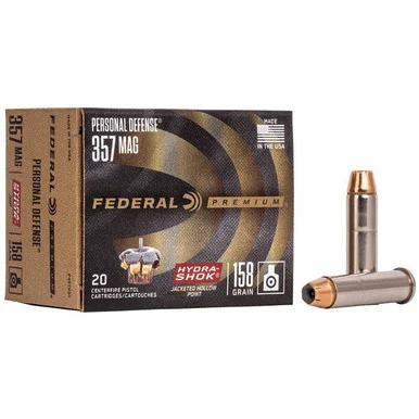 Federal 357 Magnum, 158 Grain Hydra-Shok JHP, 20 Rounds