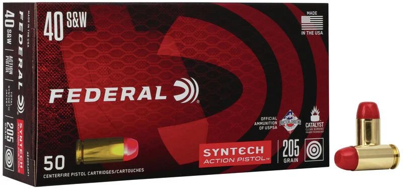 Federal AE40SJAP1 American Eagle 40 S&W 205 gr Total Syntech Jacket Flat Nose (TSJFN) Handgun Ammo - 50 Rounds - AE40SJAP1