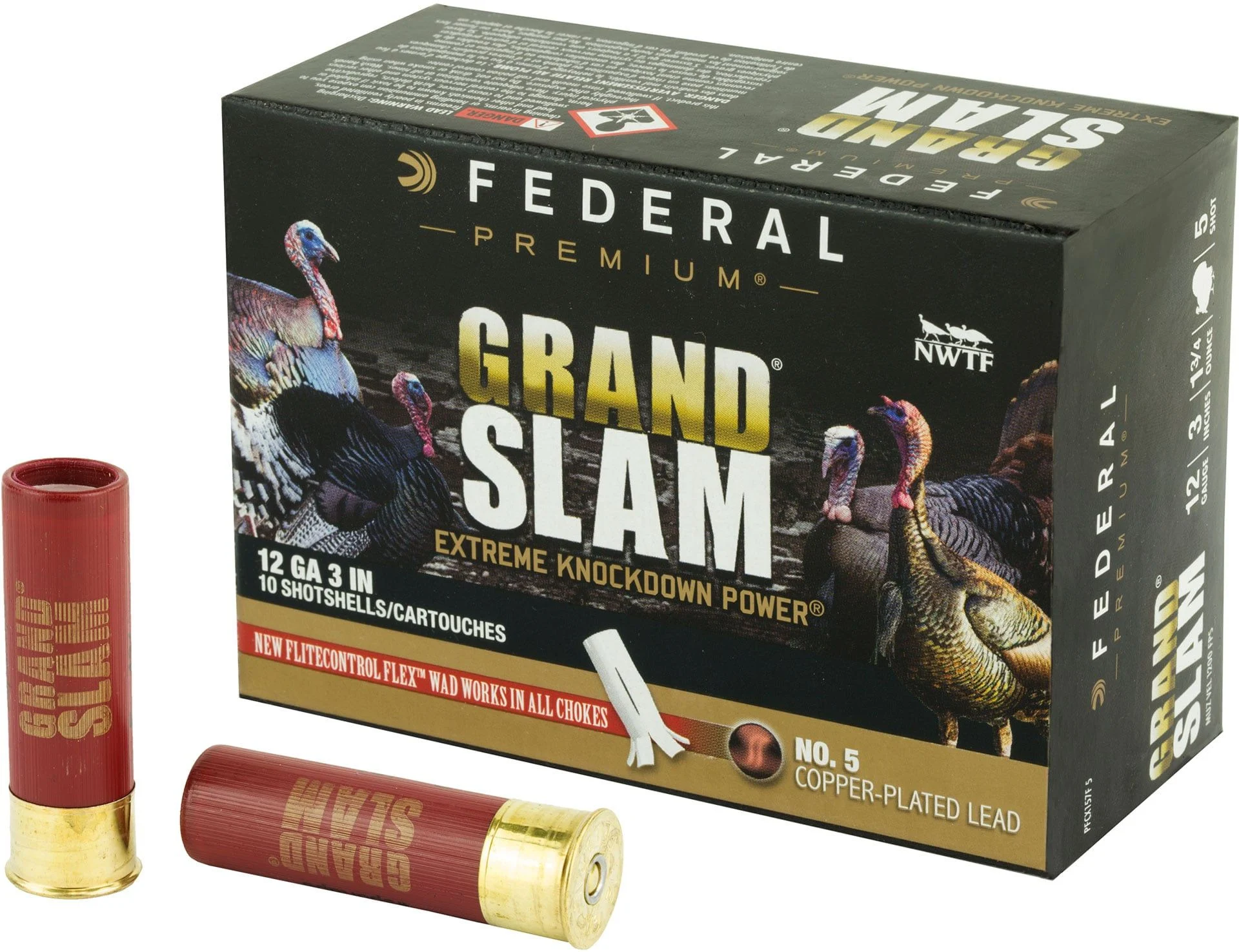 Federal Grand Slam 12 Gauge 3 #5 1.75oz Shotshell Flight Control Shotgun Ammo - 10 Rounds - FEPFCX157F5