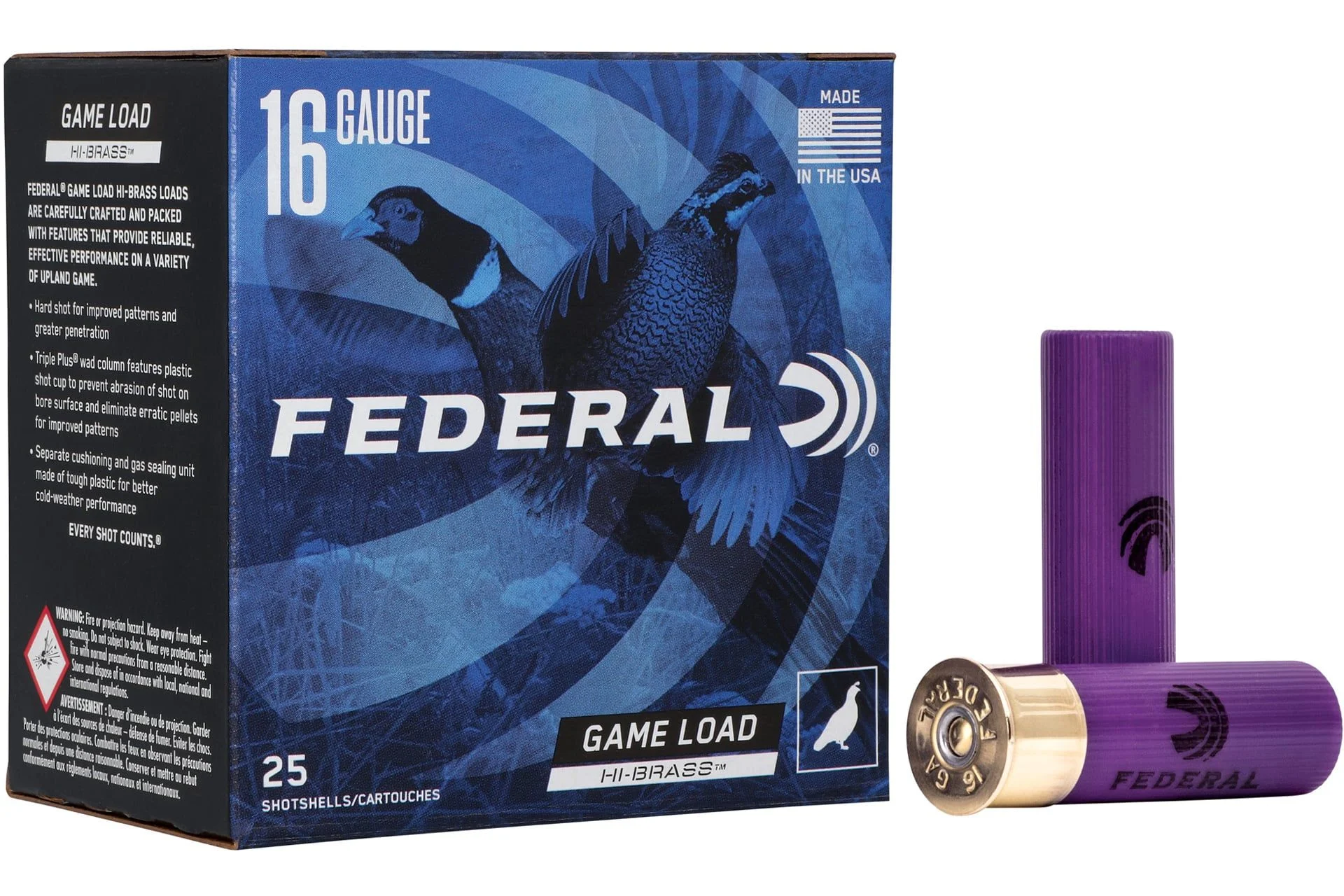 Federal H16375 Game-Shok Upland Hi-Brass 16 Gauge 2.75 1 1/8 oz 7.5 Shot Shotgun Ammo - 25 Rounds - 117008