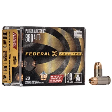 Federal Hydra-Shok Deep, 380 ACP, 99 Grain, 20 Rounds