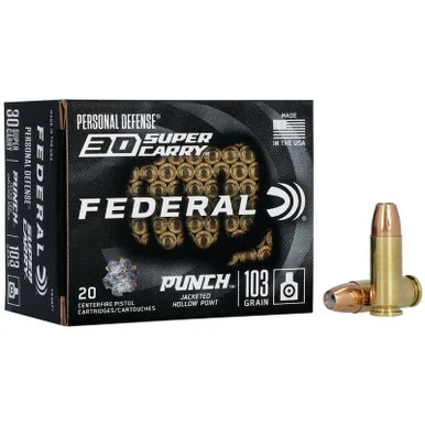 Federal PD30P1 Punch Personal Defense, 30 Super Carry, 103 Grain, 200 Rds