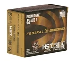 Federal Personal Defense 45 ACP AUTO Ammo 230 Grain +P HST Jacketed Hollow Point - P45HST1S