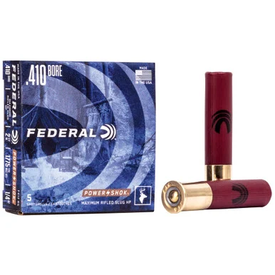 Federal PowerShok, 410 Gauge, 2.5" Shell, 5 Rds, Rifled Hollow Point Slug