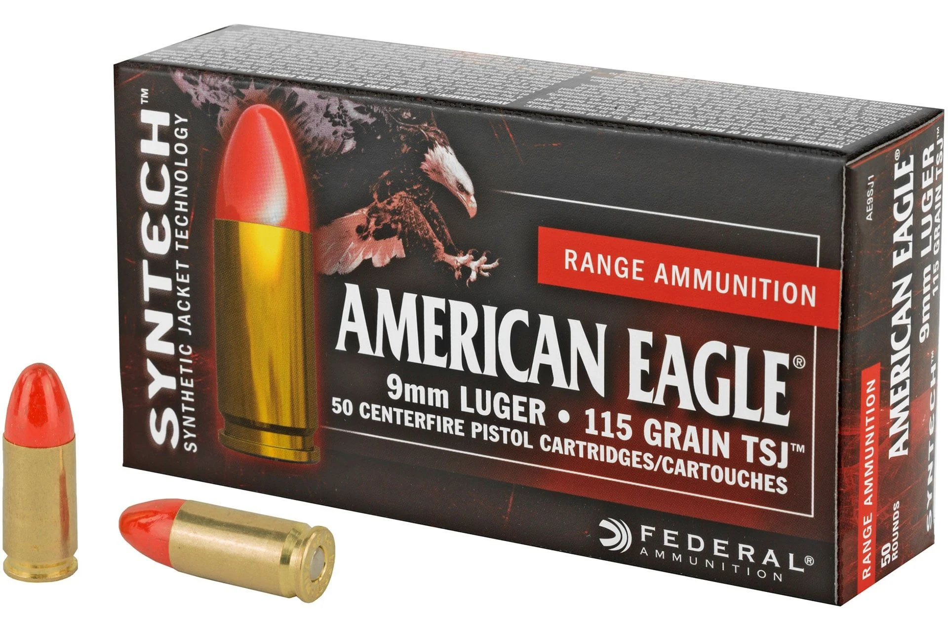 Federal Syntech Action Pistol 9MM 115 Grain Total Synthetic Jacket Handgun Ammo - 50 Rounds - FEAE9SJ1