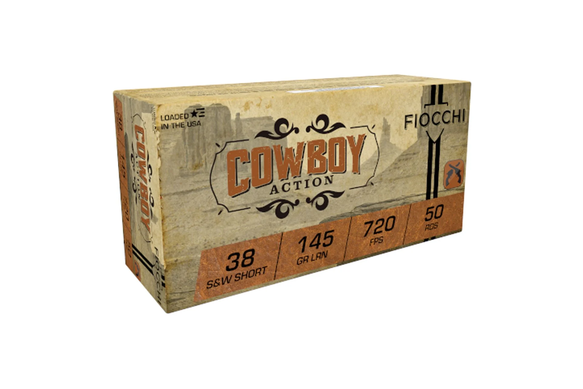Fiocchi 38SWSHL Cowboy Action 38 S&W Short 145 gr Lead Round Nose (LRN) Handgun Ammo - 50 Rounds - 63059