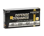 Fiocchi Defense Dynamics 45 ACP AUTO Ammo 230 Grain Jacketed Hollow Point - 45T500