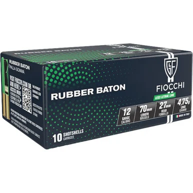 FIOCCHI Rubber Slug 12 Gauge 2.75in Less Lethal Ammo, 10 Round Box (12LEBA10)