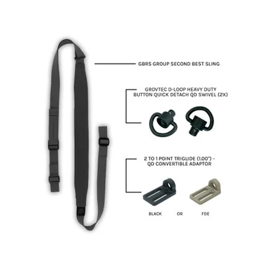 GBRS Group Second Best Sling Bundle, Wolf Gray, Includes Black Triglide and D-Loop