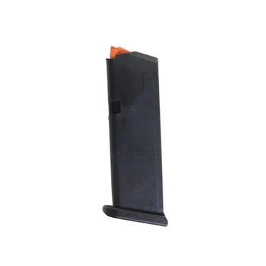 Glock Factory Handgun Magazine, Orange Follower, Black Polymer