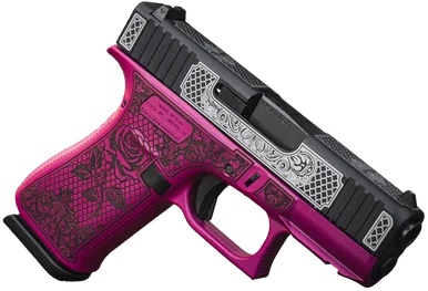 Glock G43X, 9MM, 3.41" Barrel, 10+1 Rds, Black w/White Scroll Cerakote