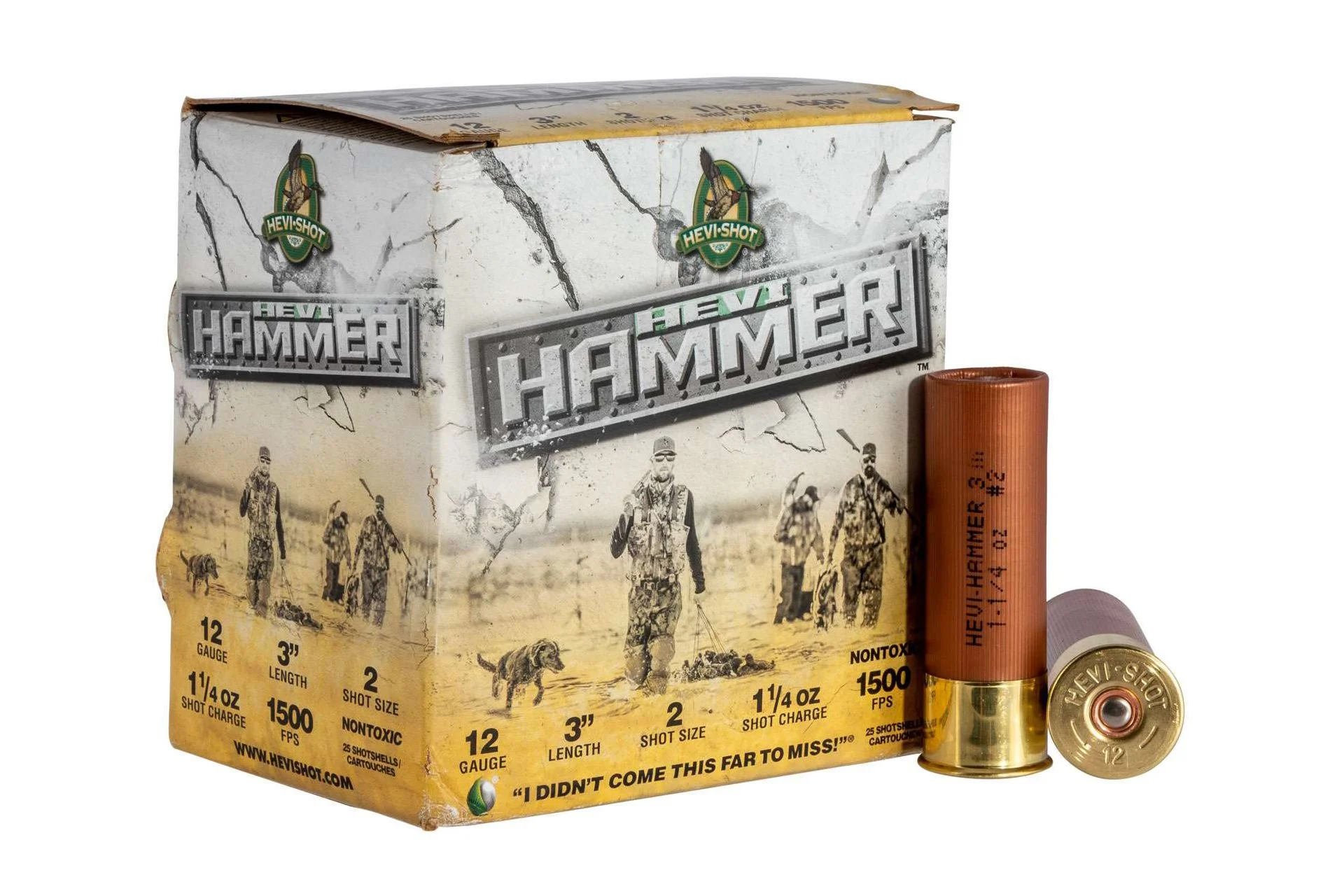 HEVI-Shot HS28002 Hevi-Hammer 12 Gauge 3 1 1/4 oz 2 Shot Shotgun Ammo - 25 Rounds - 114144