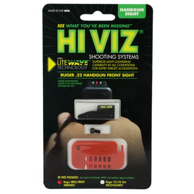 Hi-Viz HIVIZ RUGER MKII III BUCKMARK SNGL 6, LiteWave Front Sight, Interchangeable LitePipes, Green/Red/White