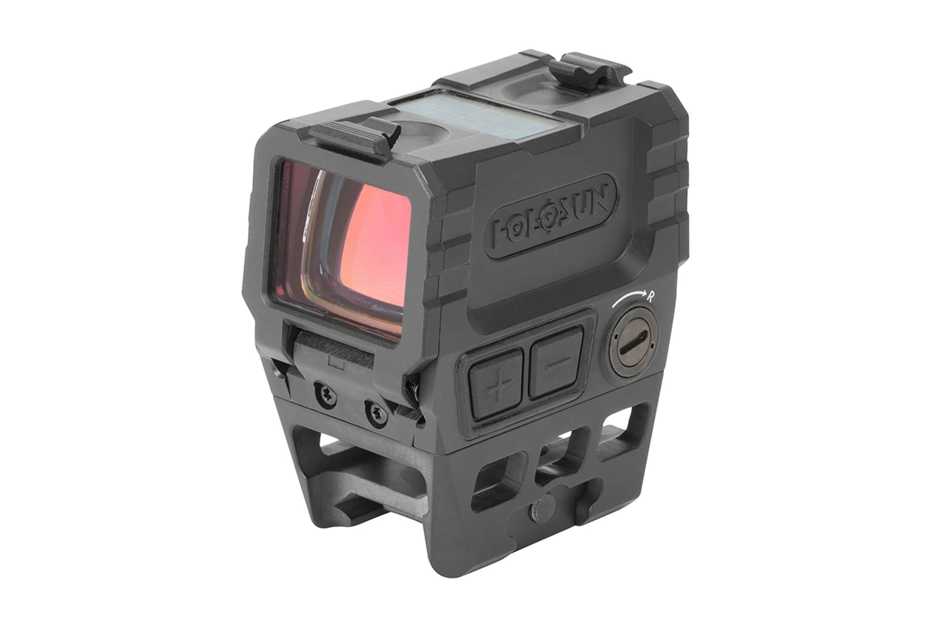 Holosun AEMS Black Anodized 1x 2/65 MOA Illuminated Green Circle w/Dot Reticle Features Lower 1/3 Co-Witness Mount - AEMS-PRO-X2-GR
