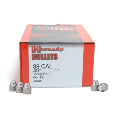 HORNADY 38 Cal .358 SWC 158Gr 300 Per Box Lead Pistol Bullets (10408)