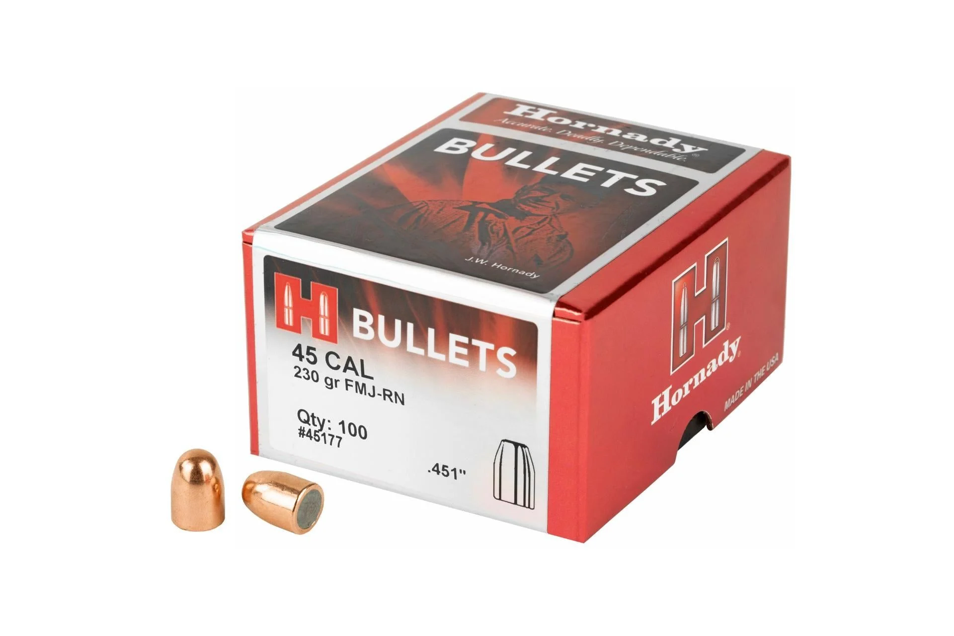 Hornady 45 Cal .451 230 Gr Fmj-Rn - 45177