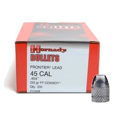HORNADY 45 Cal .454 FP Cowboy 255Gr 200 Per Box Lead Pistol Bullets (12458)