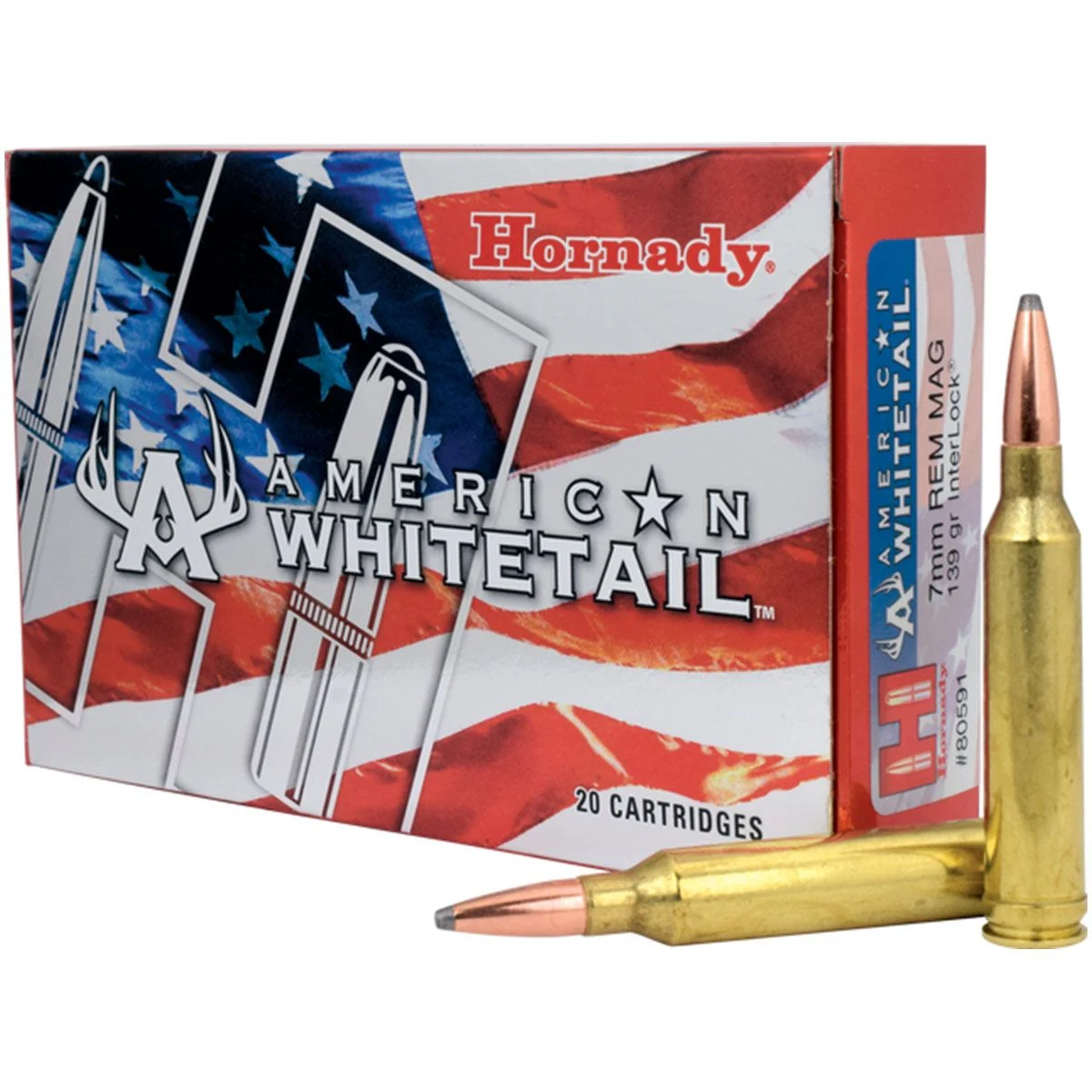 HORNADY 80591 WHITETAIL 7MM REM MAG 139GR Rifle Ammo - 20 Rounds - 80591