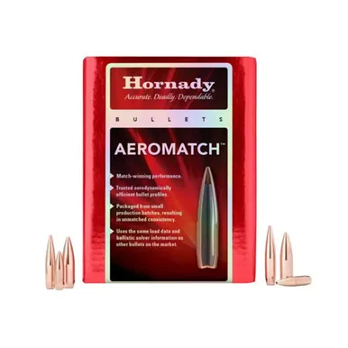 Hornady Aeromatch, 30 Cal, 168gr Hollow Point Boat Tail