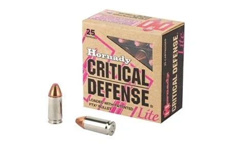 Hornady Critical Defense Lite 9MM 100 Grain Flex Tip JHP Handgun Ammo - 25 Rounds - H90240