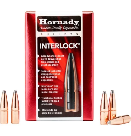 Hornady Rifle Bullets .308 Diameter 150gr, Round Nose Interlock, 100/Box, NOT AMMO THESE ARE RELOADING BULLETS
