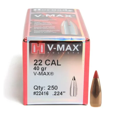 HORNADY V-Max 22 Cal .224 40Gr 250 Per Box Bullets (22416)