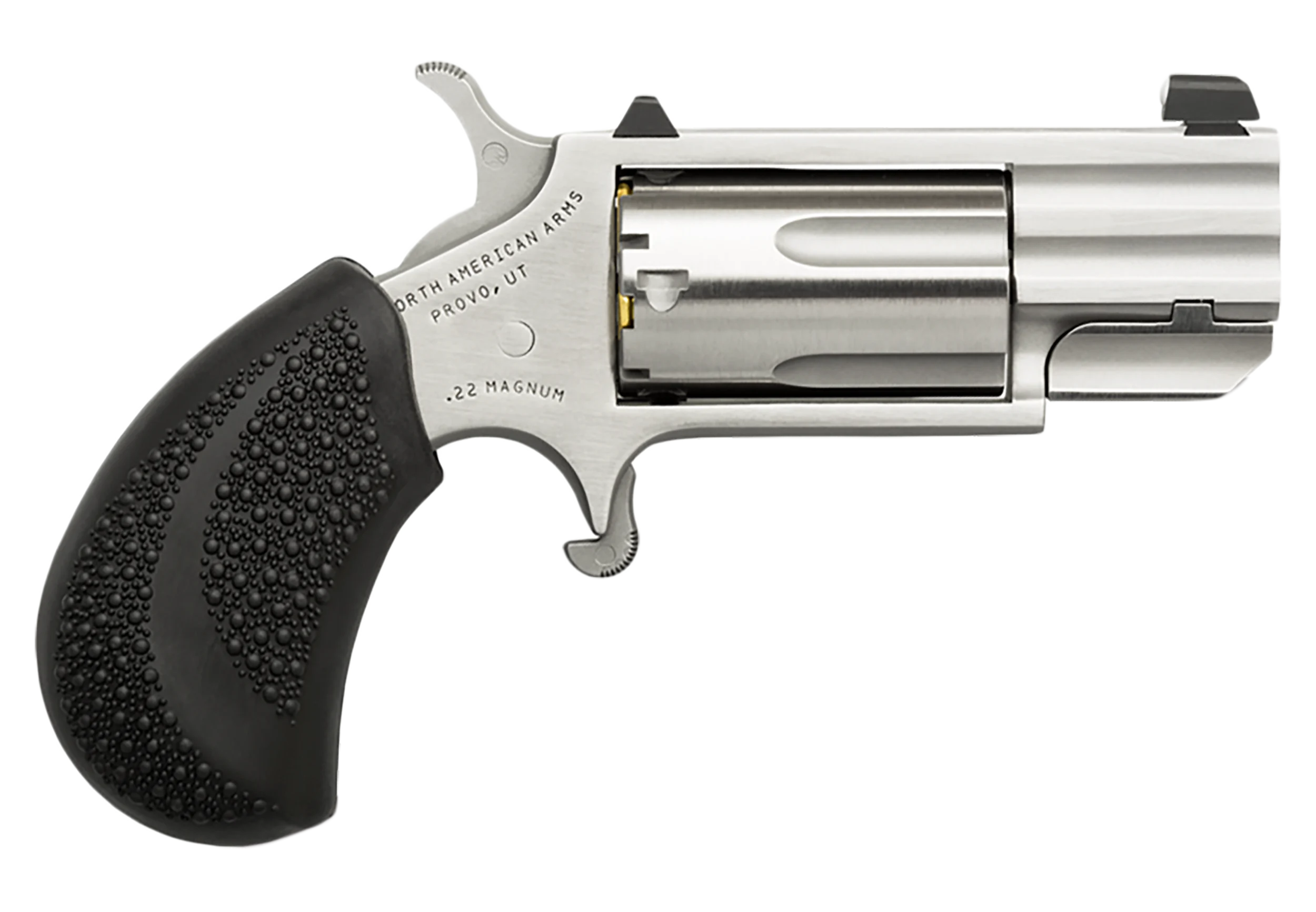 North American Pug Revolver PUGD, 22 Magnum (WMR), 1" Hvy BBL, Rubber Grip, White Dot Sight
