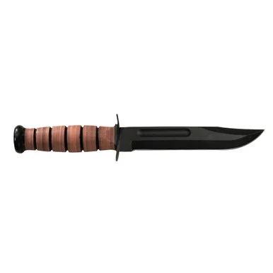 KA-BAR USMC Fighting/Utility Knife, 7" Blade, Leather Handle, Black Finish