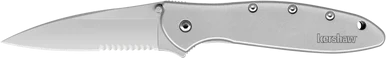 Kershaw 1660ST Leek, 3" Folding Drop Point, Part Serrated, Bead Blasted 14C28N Steel Blade, Bead Blasted 410 Stainless Steel Handle, Includes Pocket Clip