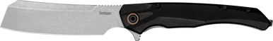 Kershaw 2078 Strata, 4" Folding Cleaver, Stonewashed D2 Steel, Black Bead Blasted G10/SS Handle