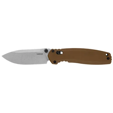Kershaw Broadside, 3.5" Spear Point Blade, Stonewashed Finish, FDE G-10 Handle
