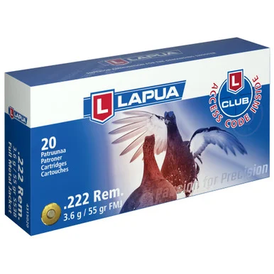Lapua LAP4315021, Full Metal Jacket, .222 Remington, 55Gr, 20 Rds