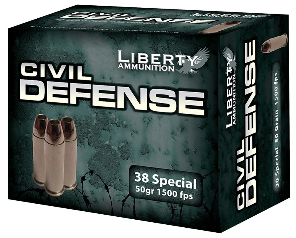 Liberty Ammunition LACD38025 Civil Defense 38 Special 50 gr Hollow Point (HP) Handgun Ammo - 20 Rounds - 93261
