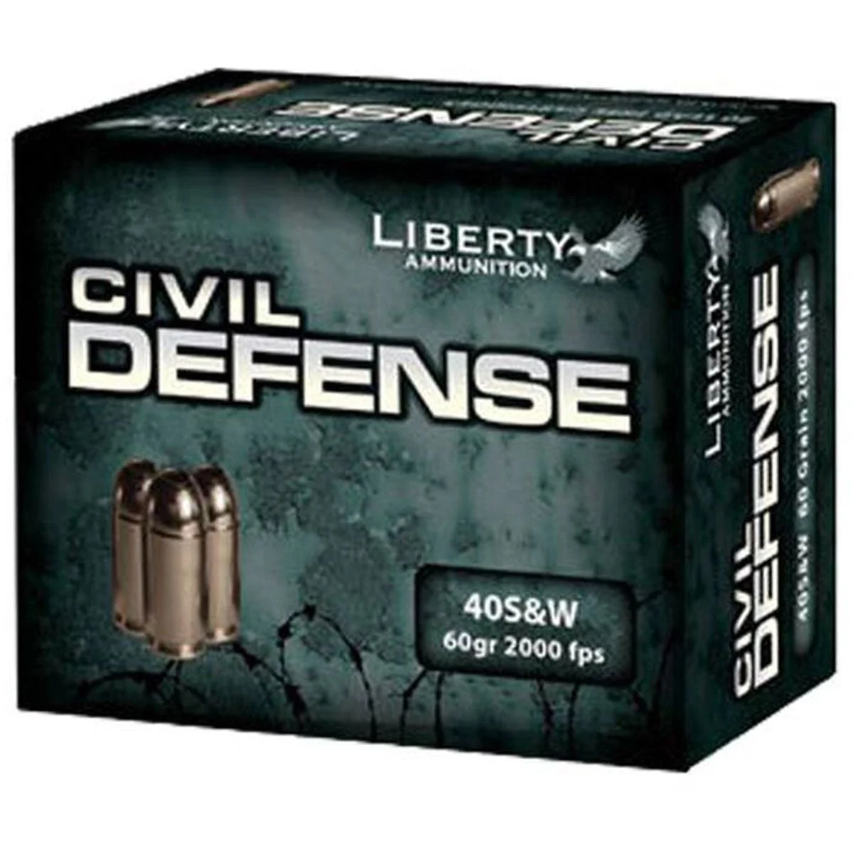 Liberty Ammunition LACD40012 Civil Defense 40 S&W 60 gr 2000 fps Lead-Free Fragmenting Hollow Point (LFFHP) Handgun Ammo - 20 Rounds - 86375