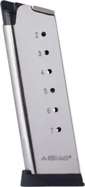 Mec-Gar 1911 Officers Magazine, 7 Rds, Nickel Carbon Steel