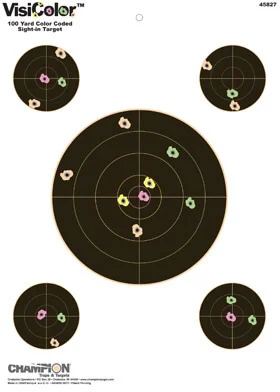 Champion 45826 5 in Visicolor Paper Double Bull Target 10 Pack
