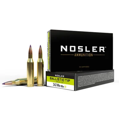 Nosler 243 Winchester, 90 Gr, Ballistic Tip, 20 Rds Box