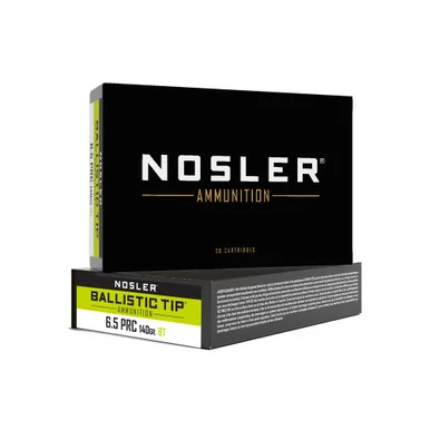 Nosler Ballistic Tip, 6.5 PRC, 140 Gr, 20 Rds, Brass