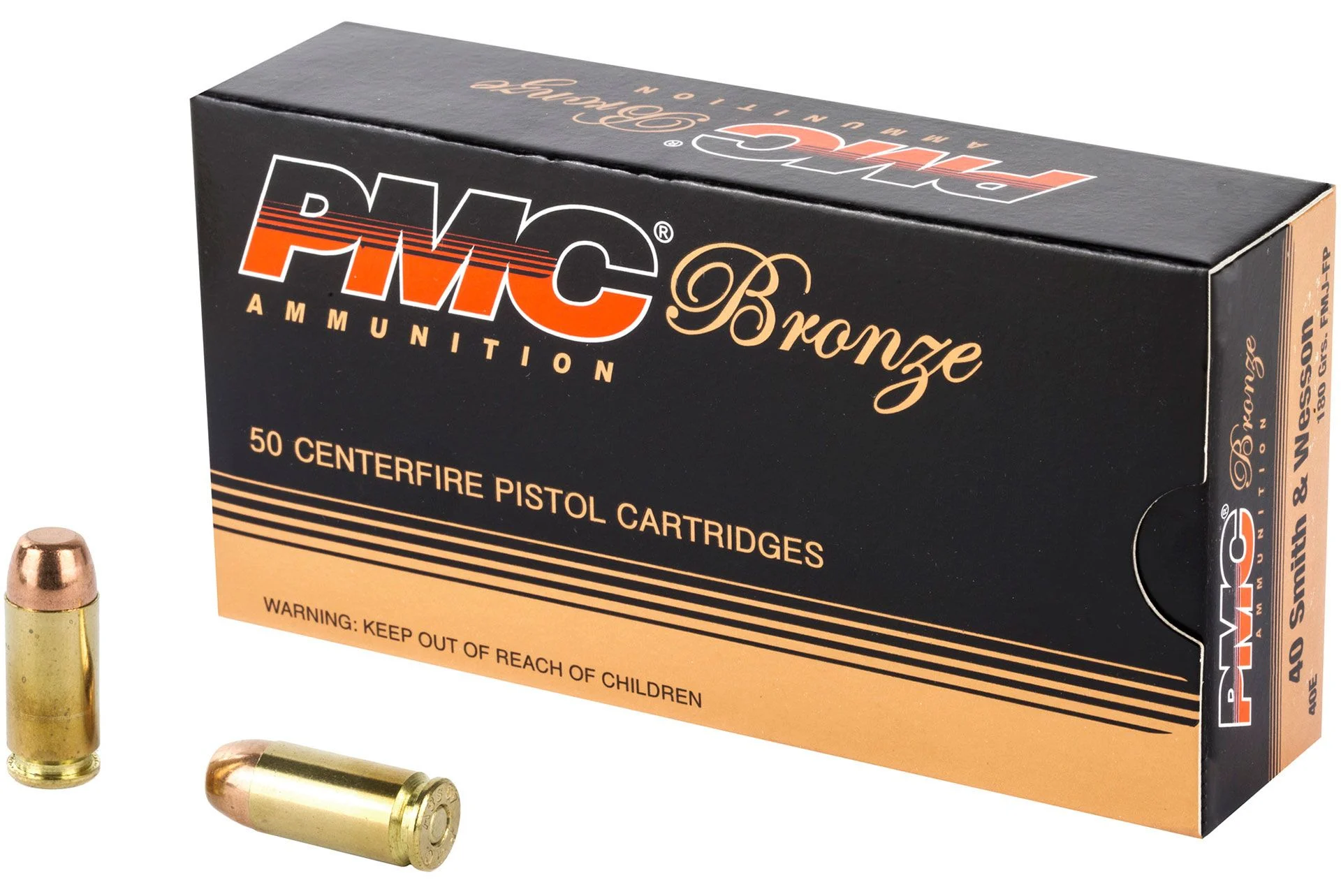 PMC Bronze 40S&W 180 Grain Full Metal Jacket Handgun Ammo - 50 Rounds - PMC40E