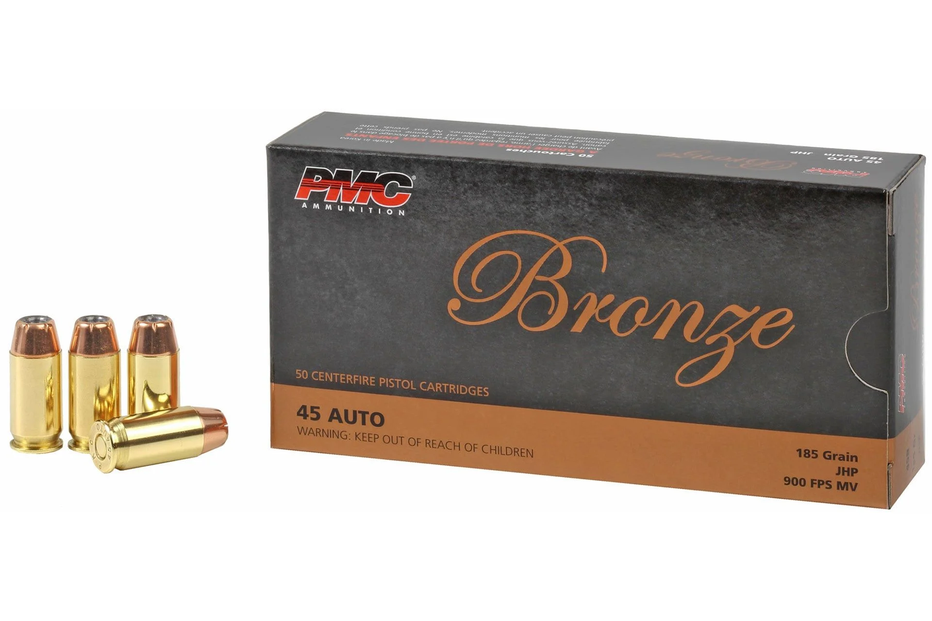 PMC Bronze 45ACP 185 Grain Jacketed Hollow Point Handgun Ammo - 50 Rounds - PMC45B