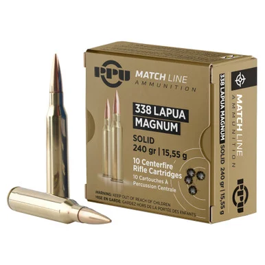 PPU Match, 338 Lapua, 240 Gr, Full Metal Jacket