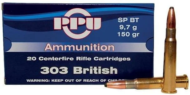 PPU PP303S1 Standard Rifle 303 British 150 gr 2690 fps Soft Point Boat-Tail (SPBT) Rifle Ammo - 20 Rounds - 57014