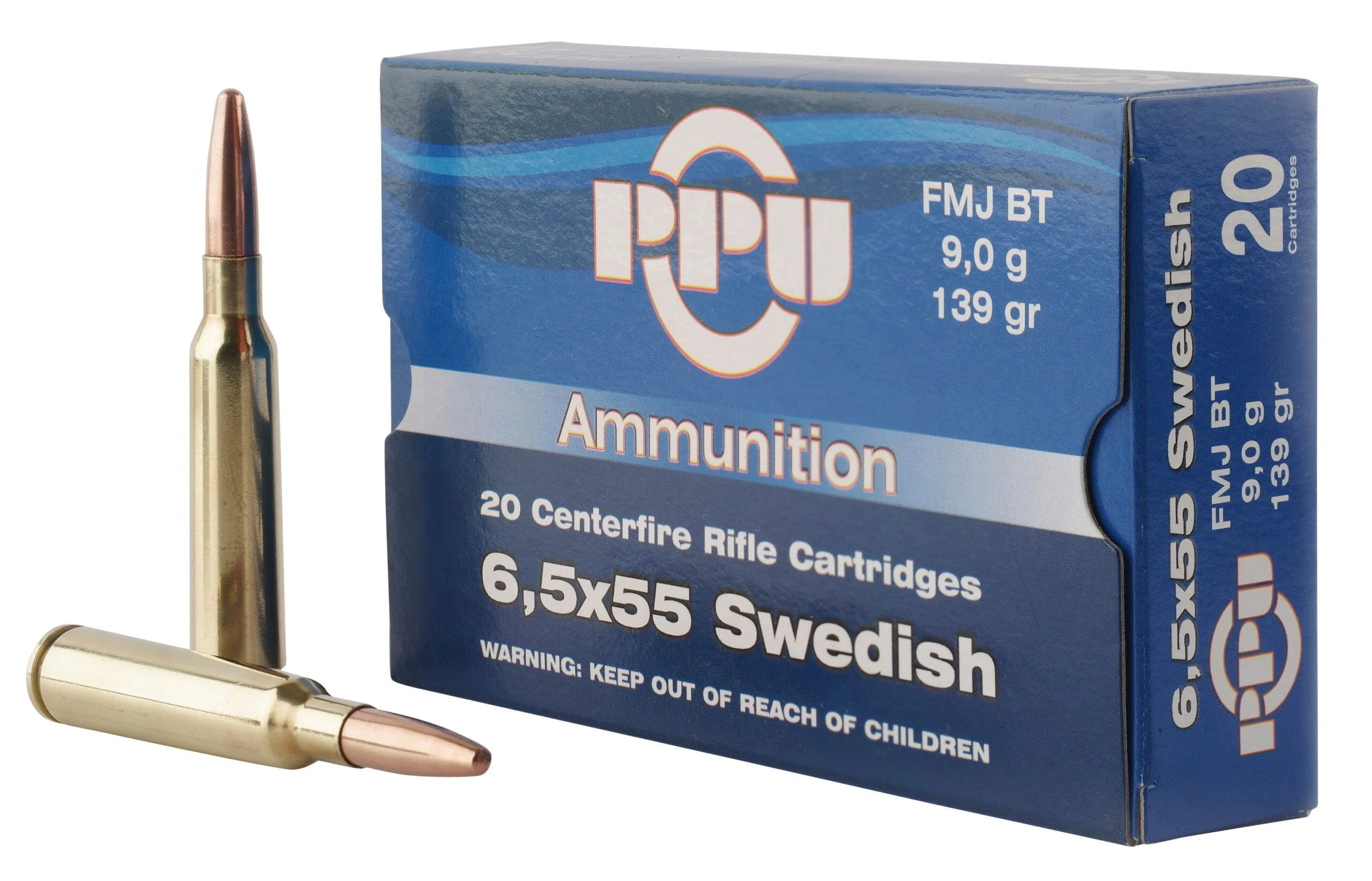 PPU PP6SWF Metric Rifle 6.5x55 Swedish 139 gr Full Metal Jacket (FMJ) Rifle Ammo - 20 Rounds - 57029