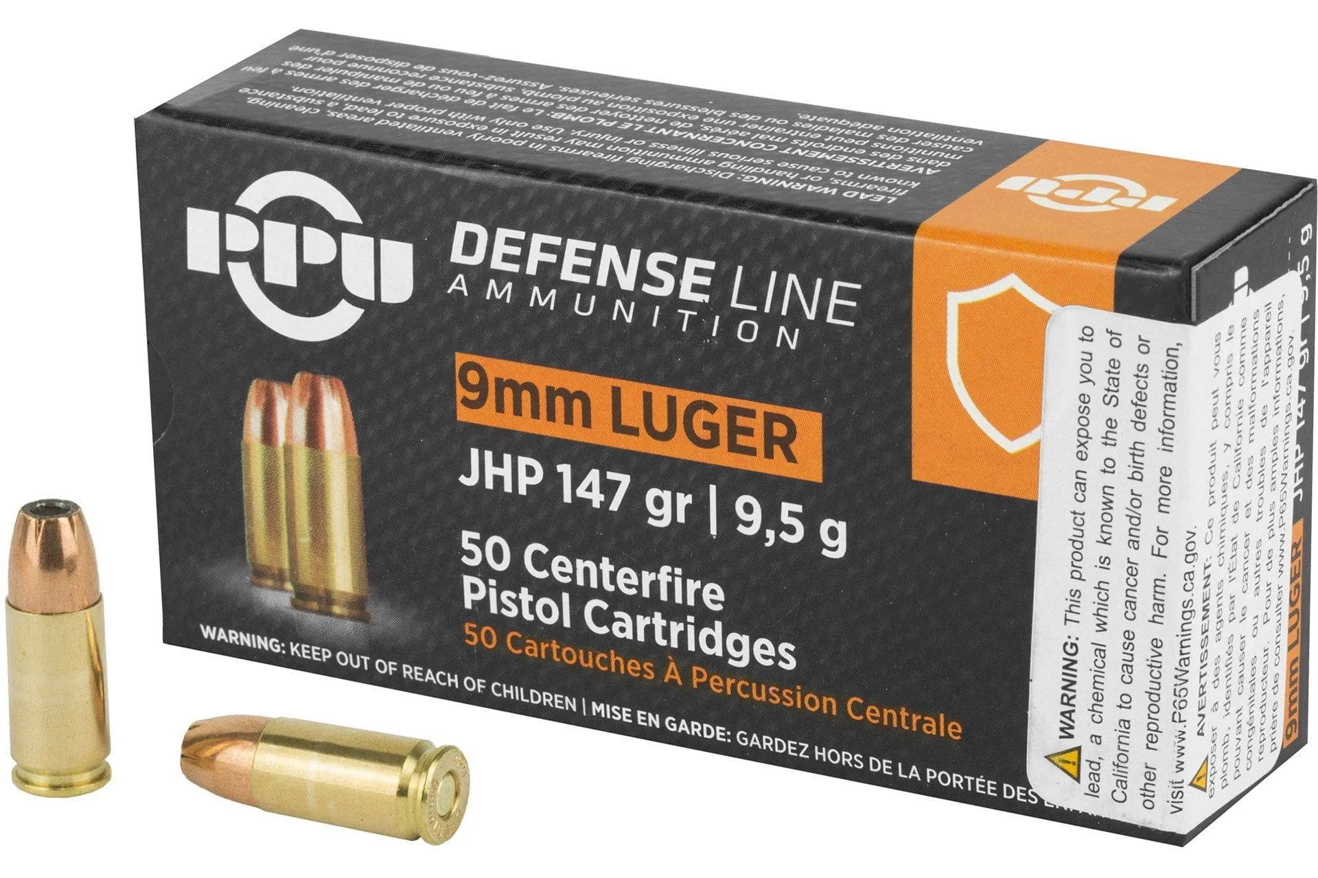 Prvi Partizan PPU 9mm Luger Ammunition 147 Grain Jacketed Hollow Point 990FPS Handgun Ammo - 50 Rounds - PPUPPD92