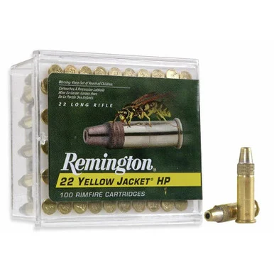 Remington .22 Yellow Jacket Rimfire Ammunition, 33 gr TCHP, 100 Rds