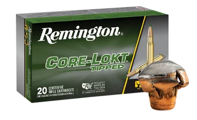 Remington Ammunition 29035 Core-Lokt Tipped, 30-06 Springfield, 165gr, 20 Rds, Brass